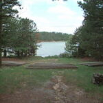 photo of the campfire circle from the top of the trail